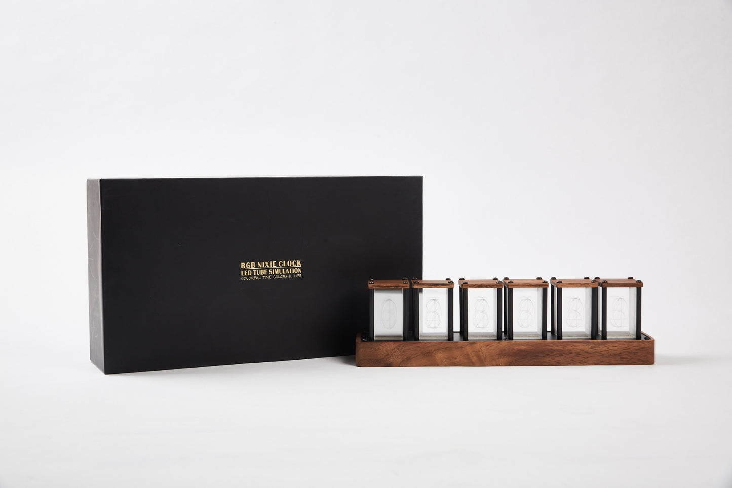 NIXIE 擬輝電子光管時鐘配胡桃木底座 - Nordeco HK