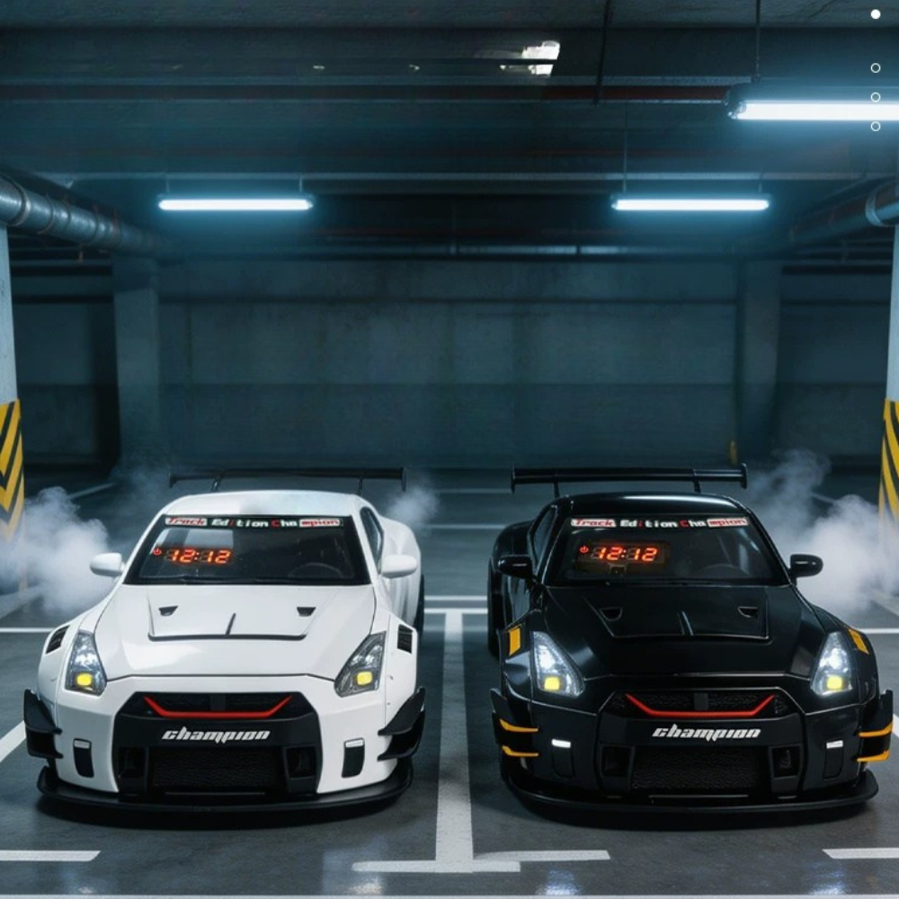黑色與白色跑車鬧鐘模型車款式展示