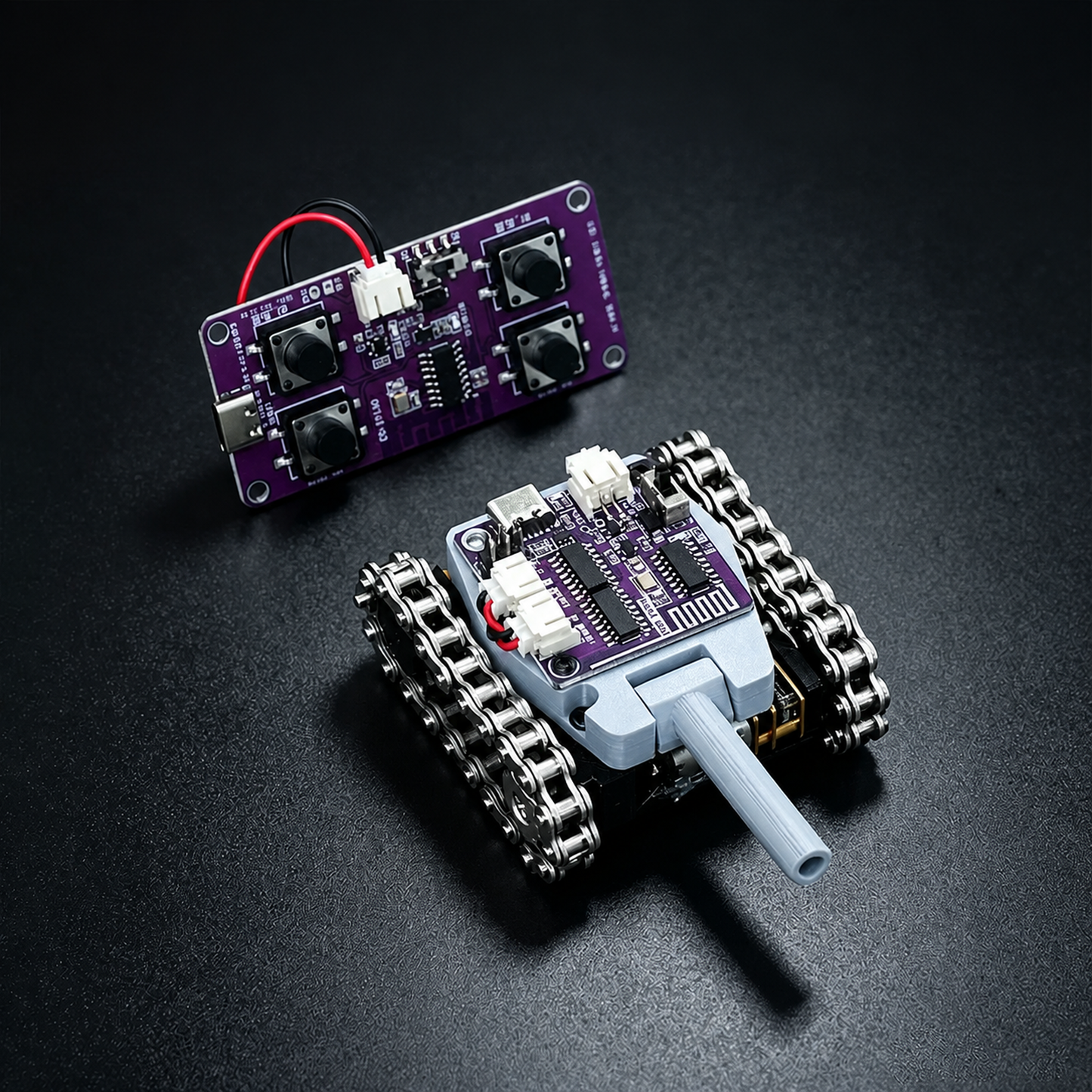 微型金屬履帶遙控坦克 controller and tank module