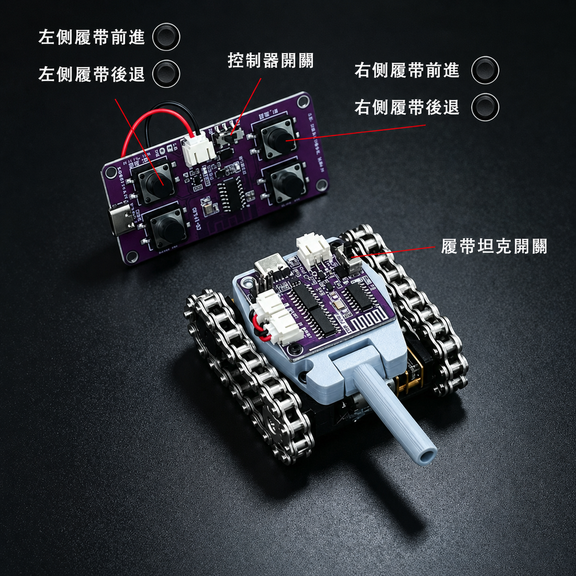 微型金屬履帶遙控坦克 controller labels