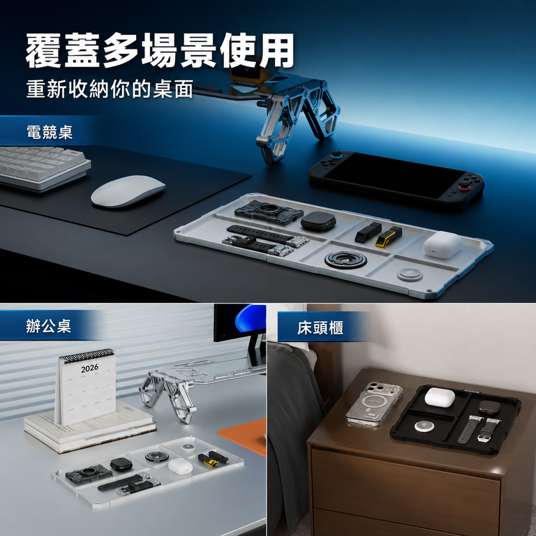 ModTray organizer tray for multiple desktop scenes