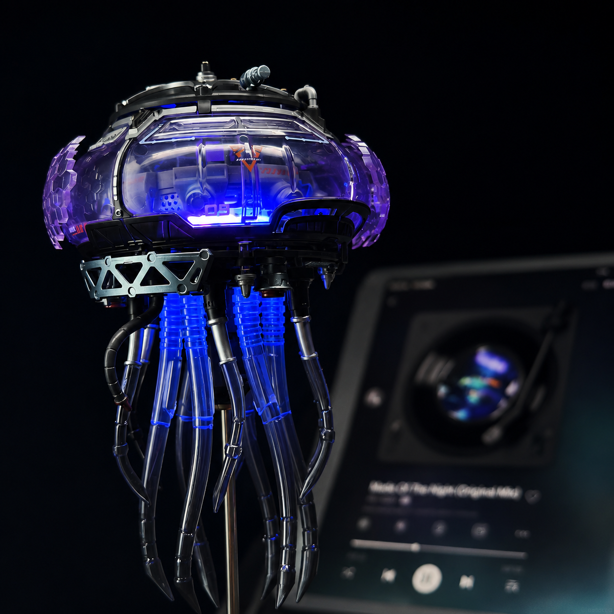CyberJelly 紫色透明機械水母細節展示